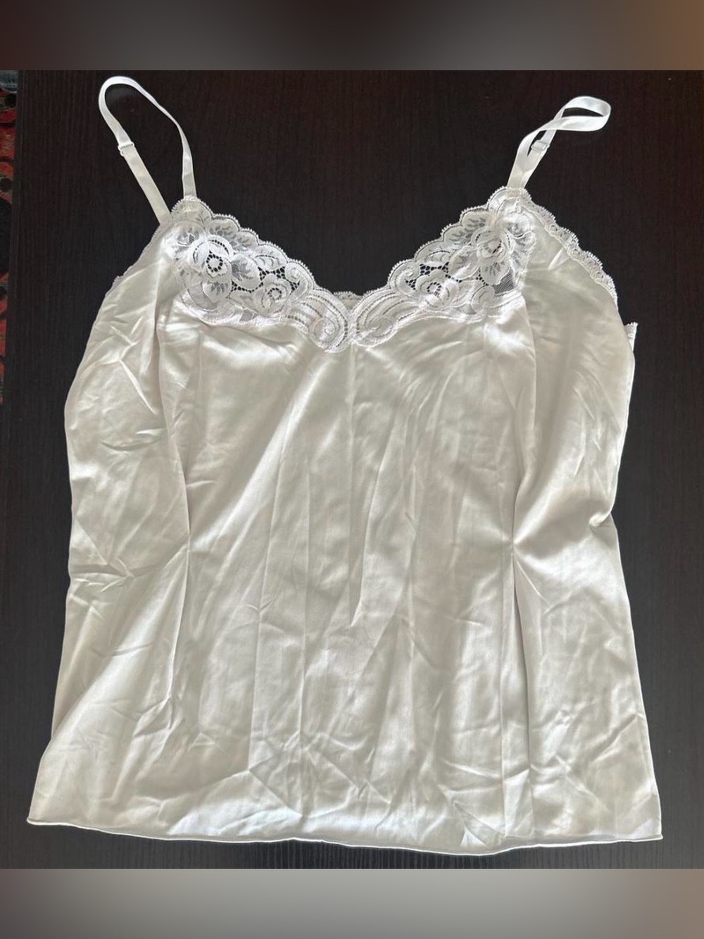 Vanity Fair White Lace-Trim Top